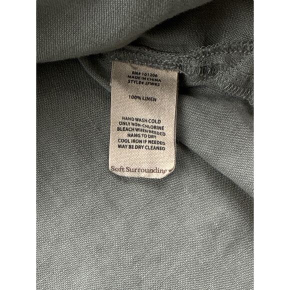 Soft Surroundings Top 100% Linen Womens Large Green Popover Blouse Langenlook - Picture 7 of 10